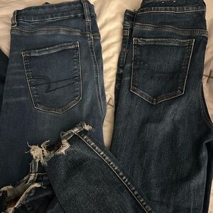 Two Pairs Of American Eagle Outfitters High Rise Jegging Crop - Blue